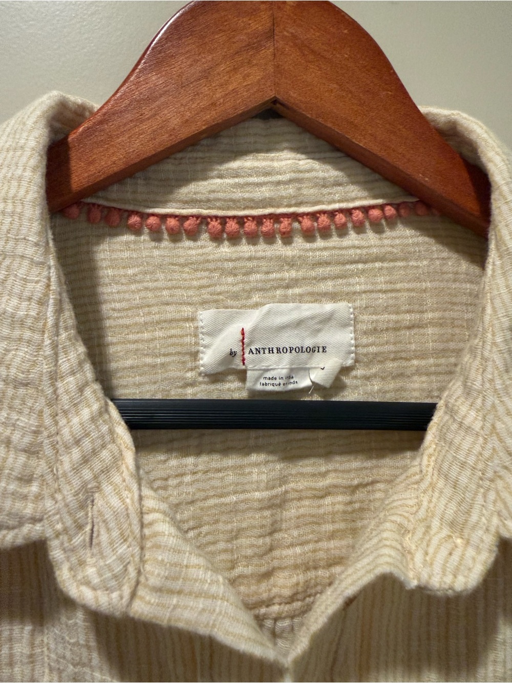 Anthropologie Cream Button-Placket Gauze Tunic with button details - Picture 5 of 7